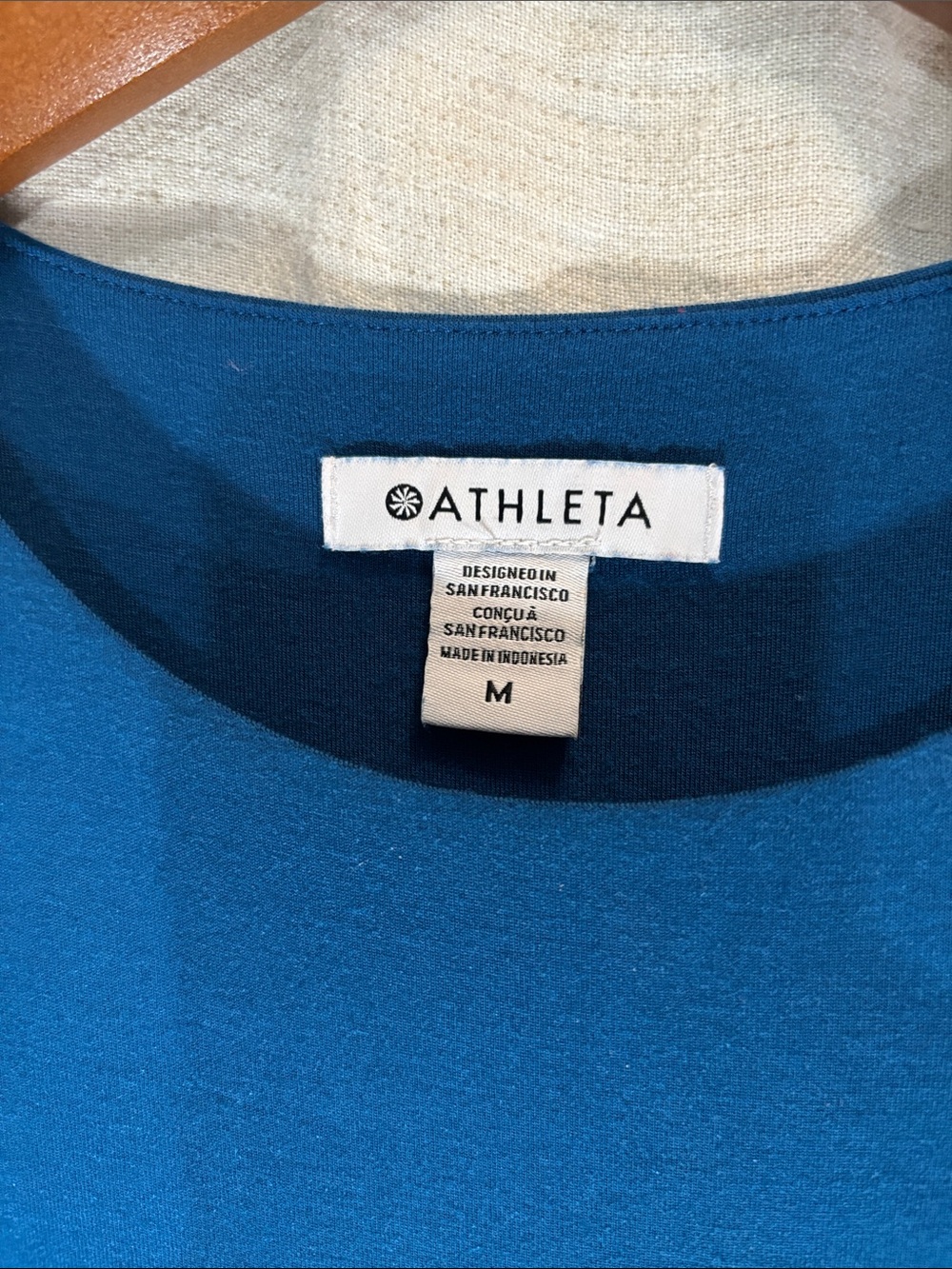 Athleta Santorini Thera Modal Travel Midi Dress Teal/Aqua Blue EUC - Picture 2 of 7
